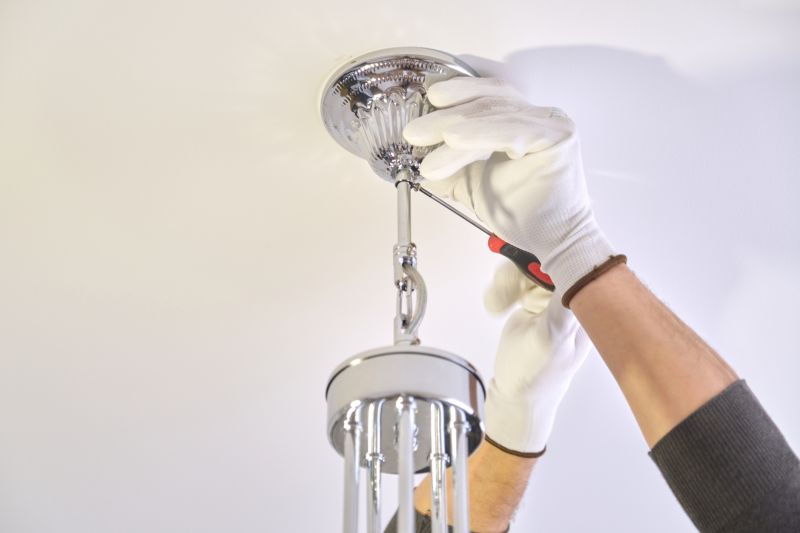 Handyman installing a light fixture